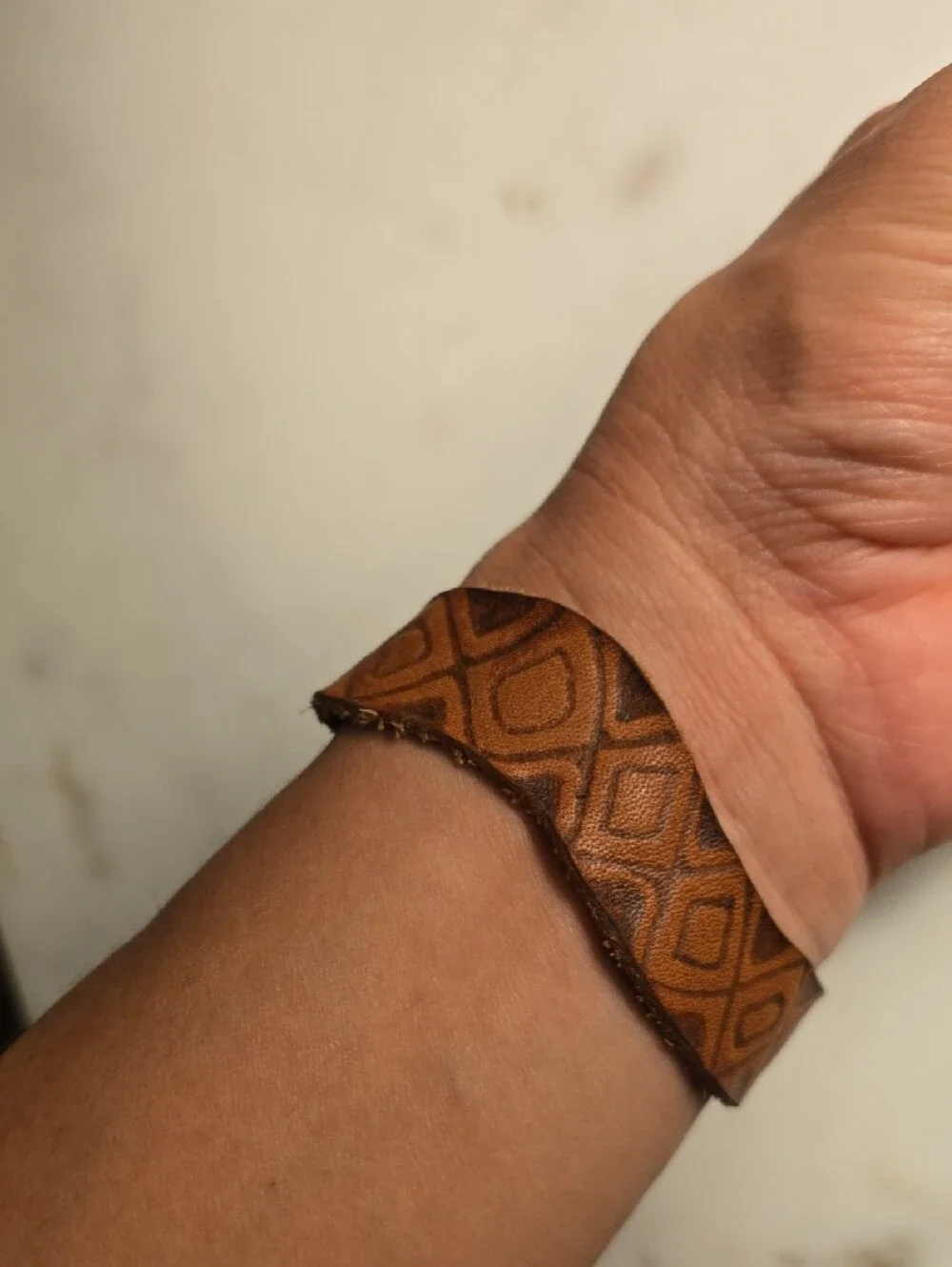 Handcrafted, Hand Painted Snake Leather Bracelet